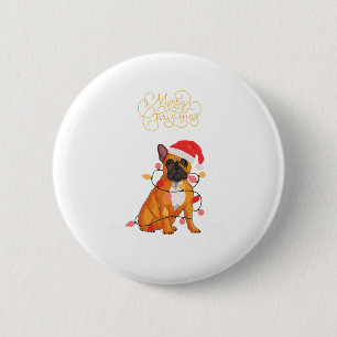 Bóton Redondo 5.08cm Feliz Natal Diversão Xmas Natal Buldogue Francês