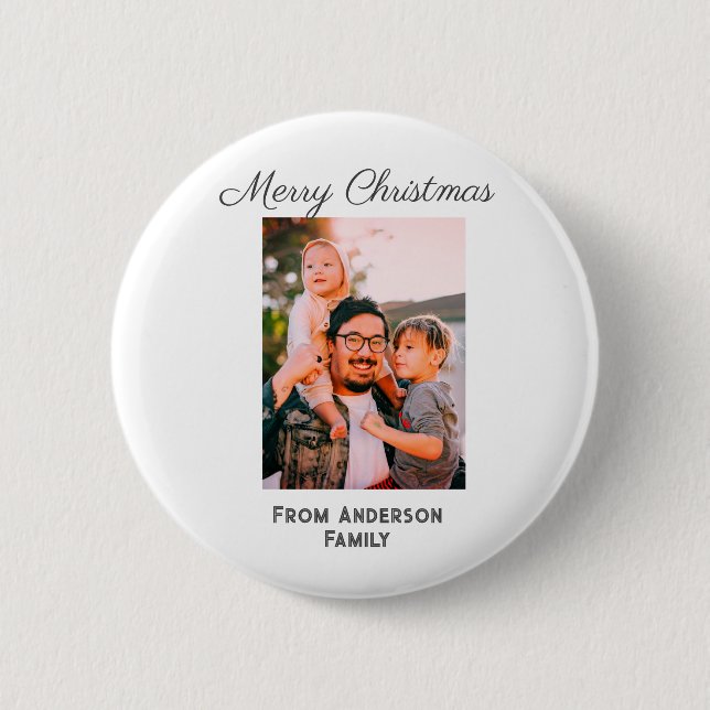 Bóton Redondo 5.08cm Feliz Natal foto do amor moderno família simples m (Frente)