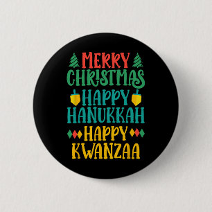 Bóton Redondo 5.08cm Feliz Natal Hanukkah Feliz Kwanzaa 16