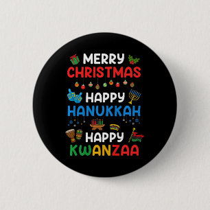 Bóton Redondo 5.08cm Feliz Natal Hanukkah Happy Kwanzaa Holid