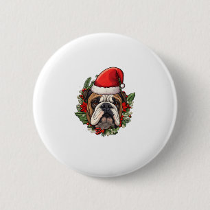 Bóton Redondo 5.08cm Feliz Natal Inglês Buldogue