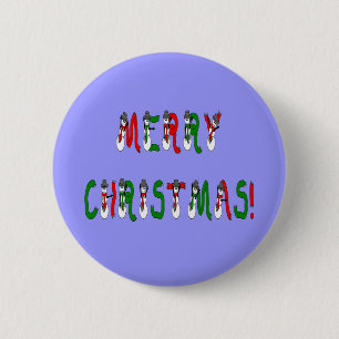 Bóton Redondo 5.08cm Feliz Natal Snowman Font Button