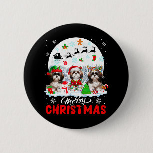 Bóton Redondo 5.08cm Feliz Natal Três Papais noeis Elf Reindeer Shih Tz