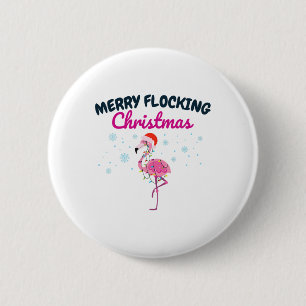Bóton Redondo 5.08cm Feliz Natal Tropical Flamingo da Flórida