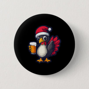 Bóton Redondo 5.08cm Feliz Natal, Turca Animal Com Bicho De Cerveja
