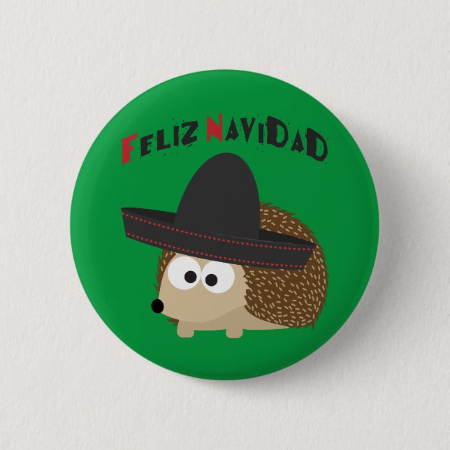 Bóton Redondo 5.08cm Feliz Navidad Hedgehog (Frente)