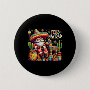 Bóton Redondo 5.08cm Feliz Navidad Mexicana Engraçados Papais noeis De 