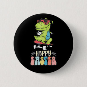 Bóton Redondo 5.08cm Feliz Páscoa T Rex Dinossauro Coelho Ovos de Pásco