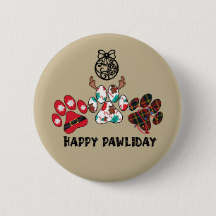 Bóton Redondo 5.08cm Feliz Pawliday - Botão de Férias de Natal
