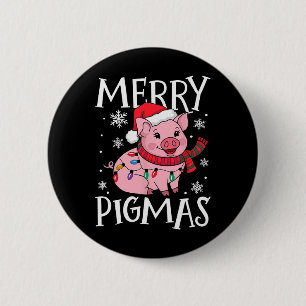 Bóton Redondo 5.08cm Feliz Pigmas Engraçado Papais noeis De Natal Pig X