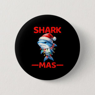 Bóton Redondo 5.08cm Feliz Sharkmas Papais noeis Tubarão Luzes de Natal