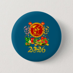 Bóton Redondo 5.08cm Feliz Tet 2026 Ano do Cavalo Vietnamita Xuan B