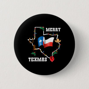 Bóton Redondo 5.08cm Feliz Texmas Texas Flag Natal Xmas Family Holi