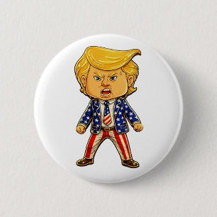 Bóton Redondo 5.08cm Feliz Trump Lapela Chibi Cartoon Meme Patriótico