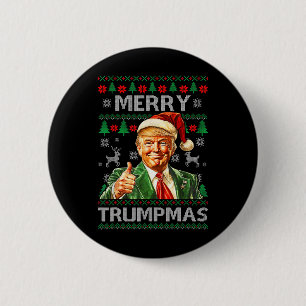 Bóton Redondo 5.08cm Feliz Trumpmas - Papai Noel Donald Trump