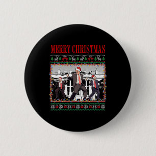 Bóton Redondo 5.08cm Feliz Trumpmas - Santa Claus Donald Trump Dance