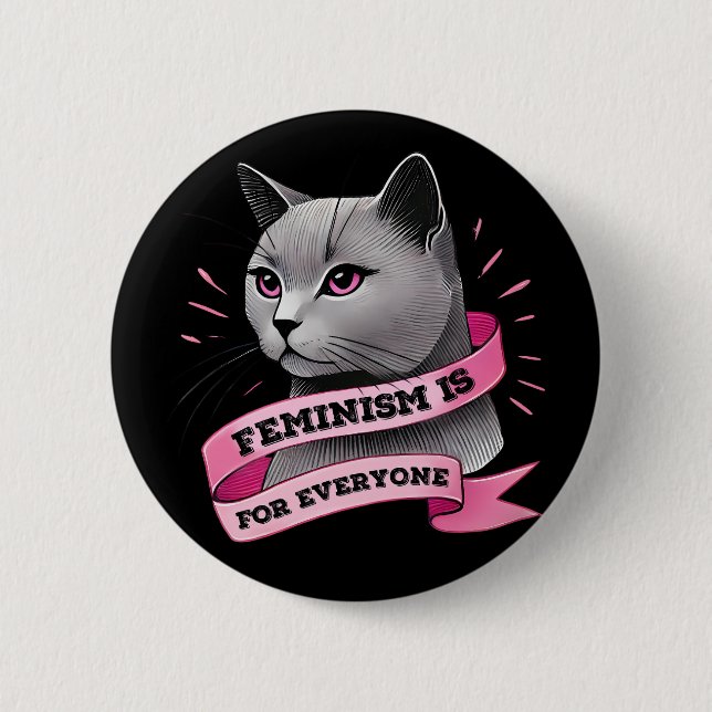 Bóton Redondo 5.08cm Feminismo É Para Todos Um Gato Pro Feminismo (Frente)