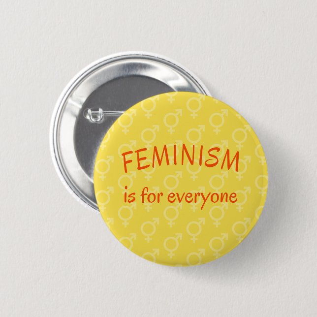Bóton Redondo 5.08cm Feminismo para todos amarelo brilhante (Frente & Verso)
