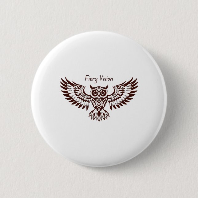 Bóton Redondo 5.08cm Fenix Coruja – Visão Ígnea (Frente)