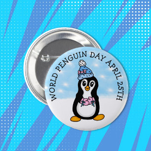 Bóton Redondo 5.08cm Feriado de 25 de abril do Dia Mundial do Pinguim