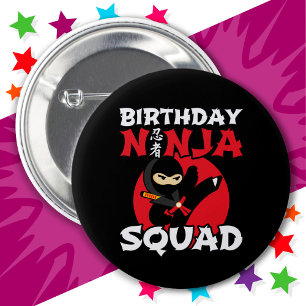 Bóton Redondo 5.08cm Festa de aniversário Ninja Tema Birthday Ninja Squ