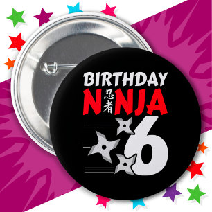 Bóton Redondo 5.08cm Festa Ninja, 6 anos, estende crianças 6 Aniversári