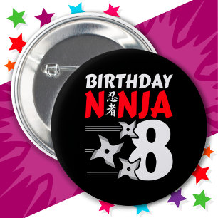 Bóton Redondo 5.08cm Festa Ninja, 8 anos, estende crianças oitavo anive