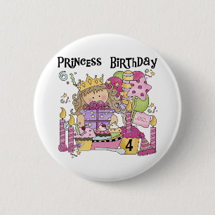Bóton Redondo 5.08cm Festa Princesa 4º Aniversário Camisetas e presente