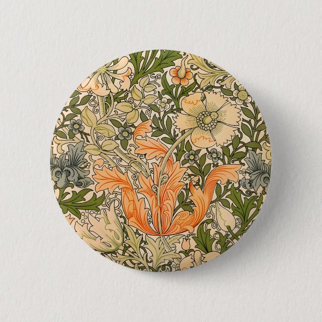 Bóton Redondo 5.08cm Festival de Flores William Morris Spring Compton (Frente)