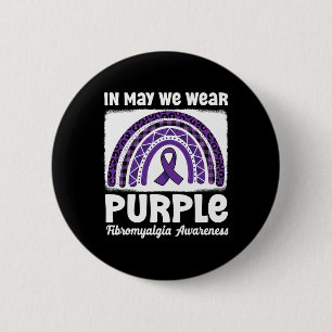 Bóton Redondo 5.08cm Fibromialgia do Guerreiro Fibro-Arco-Íris Roxo