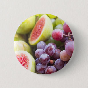 Bóton Redondo 5.08cm Figos frescos e uvas