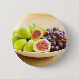 Bóton Redondo 5.08cm Figos frescos e uvas