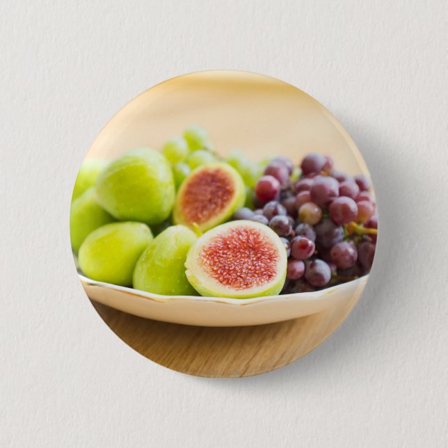 Bóton Redondo 5.08cm Figos frescos e uvas (Frente)