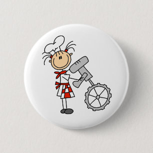 Bóton Redondo 5.08cm Figura cozinheiro chefe da vara que usa botões do