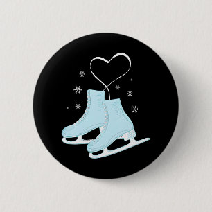 Bóton Redondo 5.08cm Figura Ice Skating Heart Figure Skater Love