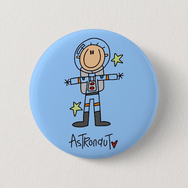 Bóton Redondo 5.08cm Figura t-shirt e presentes da vara do astronauta (Frente)