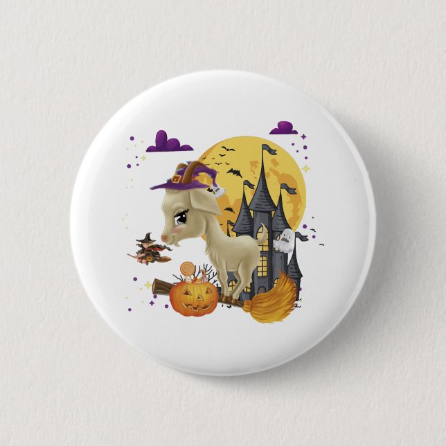 Bóton Redondo 5.08cm Figurino de Halloween da Bruxa de Cabra (Frente)