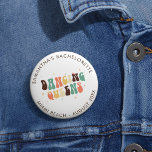 Bóton Redondo 5.08cm Filas de dança de noz do Disco de Bachelorette Ret<br><div class="desc">Caminhante das Filas de Retrospectiva de Festa de solteira Personalizada que você pode personalizar com o nome,  o destino e a data da noiva. Design de retrato de noiva correspondente perfeito</div>