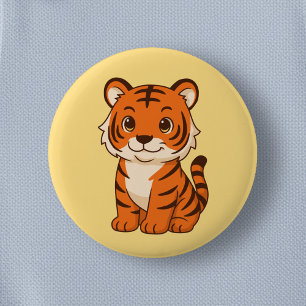 Bóton Redondo 5.08cm Filhote de tigre fofo em amarelo