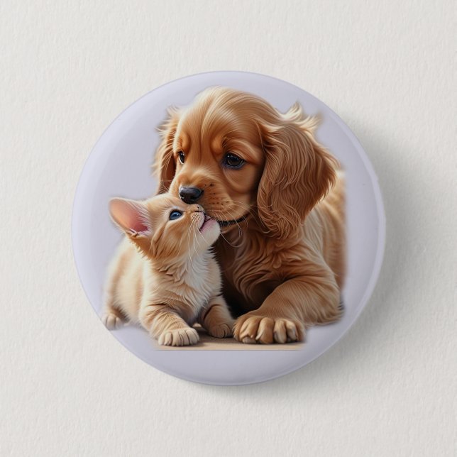 Bóton Redondo 5.08cm Filhote e gatinho (Frente)
