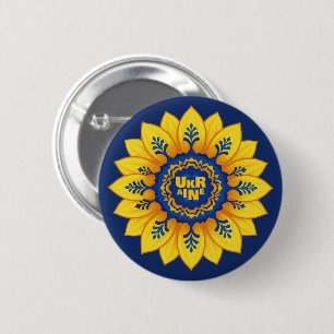Bóton Redondo 5.08cm Fique com a bandeira do girassol azul amarelo da U