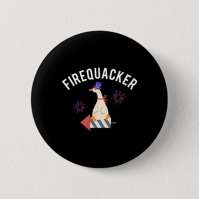Bóton Redondo 5.08cm Firequacker Funny 4 de julho Bobo Patriótico Goos (Frente)