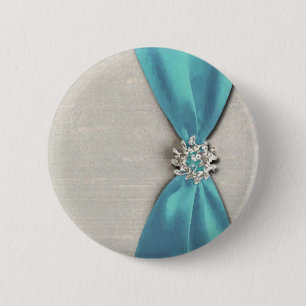 Bóton Redondo 5.08cm fita azul do cetim com cópia da jóia