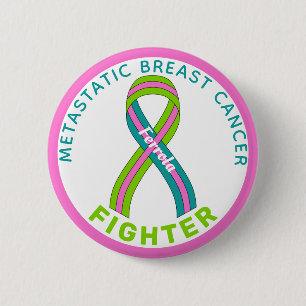 Bóton Redondo 5.08cm Fita de Combate à Mama Metastática de Cancer Branc