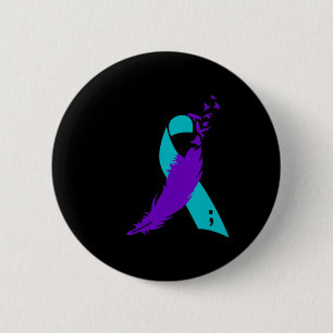 Bóton Redondo 5.08cm Fita de Sensibilização para o Suicídio do Semicolã