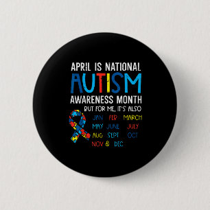 Bóton Redondo 5.08cm Fita do Mês Nacional de Conscientização do Autismo