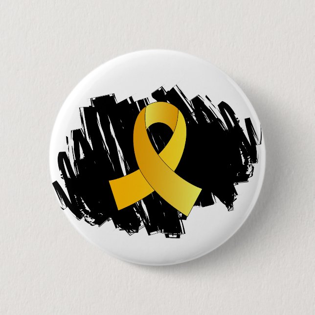Bóton Redondo 5.08cm Fita Dourado do cancer da infância com Scribble (Frente)