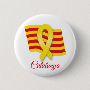 Bóton Redondo 5.08cm fita e bandeira catalãs