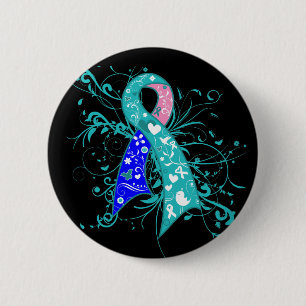 Bóton Redondo 5.08cm Fita floral dos redemoinhos do cancer de tiróide