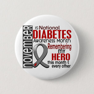 Bóton Redondo 5.08cm Fita I2.2 do mês da consciência do diabetes